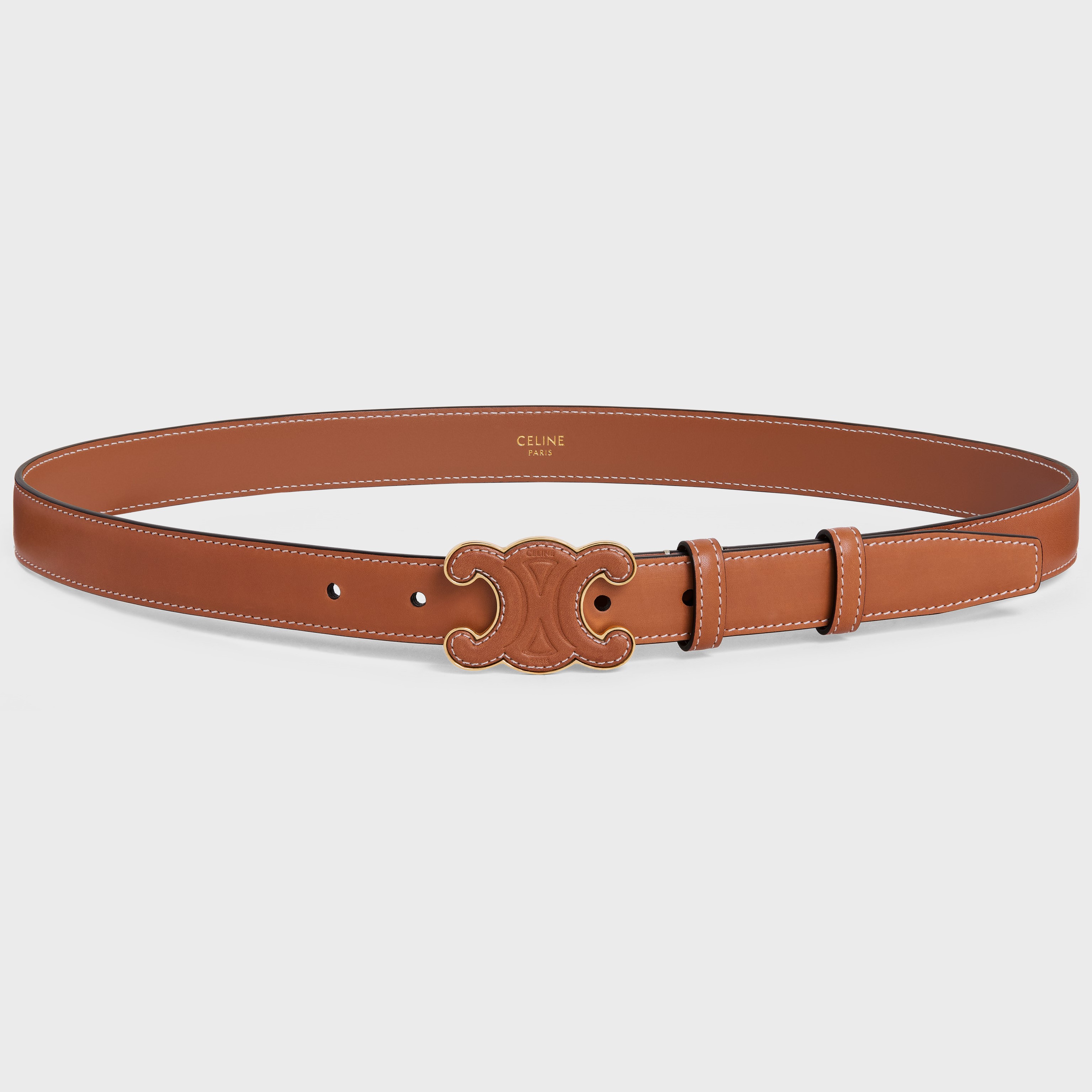 DÂY LƯNG NỮ CELINE MEDIUM CUIR TRIOMPHE BUCKLE WITH COLLAR STUD BELT IN TAN NATURAL CALFSKIN LEATHER 4