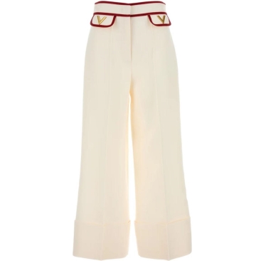 Quần dài suông nữ Valentino Crepe Couture Pants with V Gold