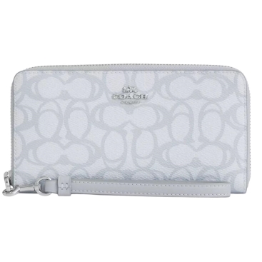 Ví dài Coach Long Zip Around Wallet In Sketch Signature Canvas Ice Blue CBO02 