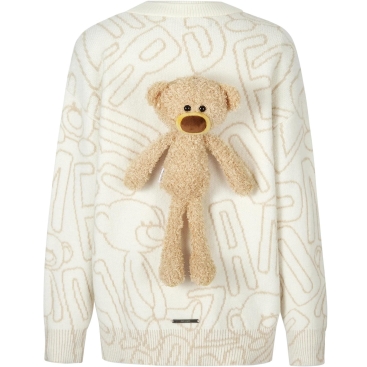 Áo gấu thời trang 13DE Marzo Bear Logo Sketch Jumper Beige