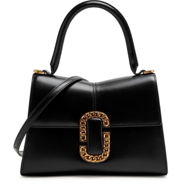 Túi đeo chéo nữ Marc Jacobs có quai màu đen The St Marc Black Leather Top Handle Bag