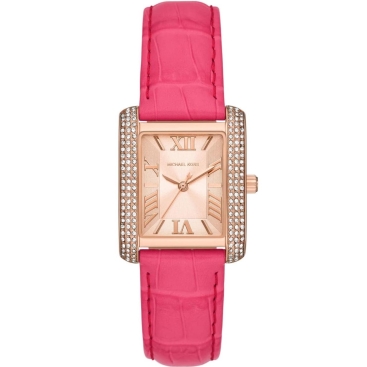 Đồng hồ đeo tay dây da MK nữ Michael Kors Emery Pavé Rose Gold-Tone and Crocodile Embossed Leather Watch MK2984