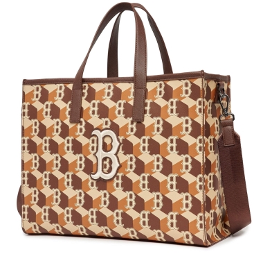Túi đeo chéo MLB B Cube Monogram Medium Tote Bag Boston Red Sox D.Brown 3AORM042N-43BRD