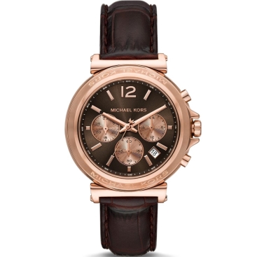 Đồng hồ đeo tay nữ Michael Kors Maren Rose Gold-Tone and Crocodile Embossed Leather Watch MK7497