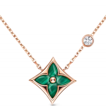 Dây chuyền LV Louis Vuitton Color Blossom BB Star Pendant Pink Gold Malachite and Diamond