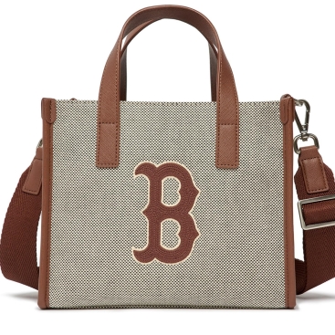 Túi xách màu xám MLB B Basic Big Logo Canvas Small Tote Bag Boston Red Sox D.Brown