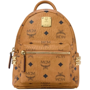 Ba lô MCM Size 18 X-Mini Stark Bebe Boo Cognac Side Studs Backpack in Visetos