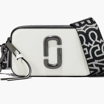 Túi đeo chéo Marc Jacobs màu trắng The Bi-Color Snapshot White Black Leather Camera Bag
