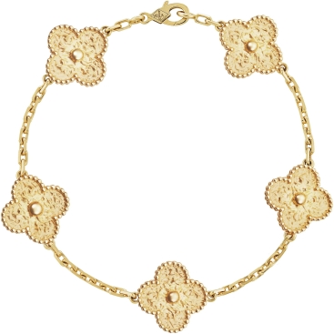 Lắc tay cỏ 4 lá Van Cleef Arpels Vintage Alhambra 5 Motifs Bracelet Yellow Gold VCARO1IE00