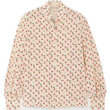 Áo nữ Valentino Printed Silk Crepe De Chine Shirt