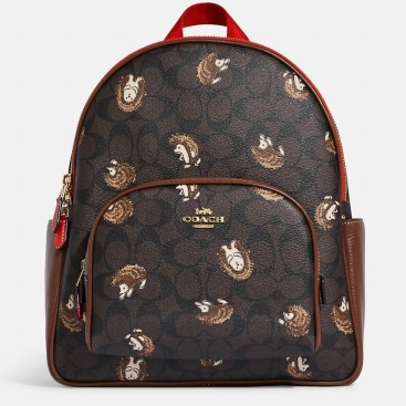 Balo Coach họa tiết chú nhím Court Backpack In Signature Canvas With Hedgehog Print