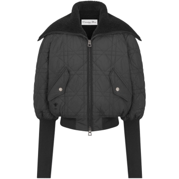 Áo khoác tay dài Dior Macrocannage Jacket Black Quilted Technical Taffeta