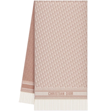 Khăn choàng nữ Dior Oblique Scarf Ecru and Rose des Vents Cashmere