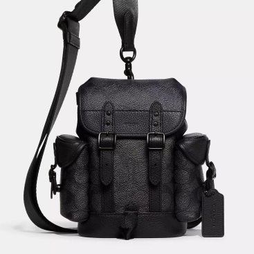 Balo Coach mini Hitch Backpack 13 In Signature Coated Canvas And Soft Polished Pebble Leather CE506