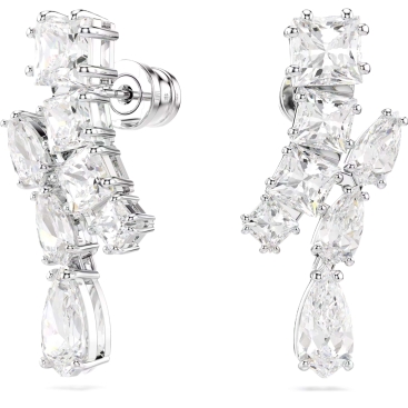 Hoa tai Swarovski Matrix Drop Earrings Mixed Cuts White Rhodium Plated 5700418