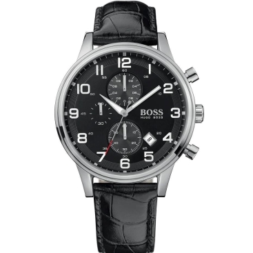 Đồng hồ đeo tay dây da nam Hugo Boss Aeroliner Chronograph Leather Band Watch for Men