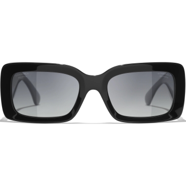 Mắt kính Chanel Rectangle Sunglasses Black Acetate Metal 5534