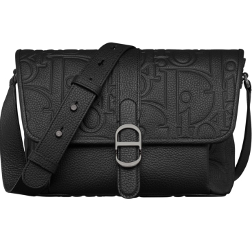 Túi đeo chéo Medium Dior Daily Messenger Bag with Flap Black Dior Gravity Leather and Black Grained Calfskin
