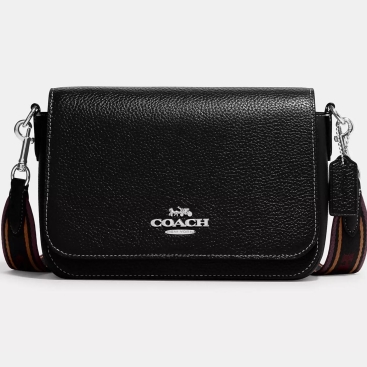 Túi đeo chéo Coach Nữ Logan Messenger Black Multi Refined Pebble Leather Bag CH252