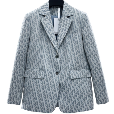 Áo khoác vest xanh dương họa tiết hãng Dior