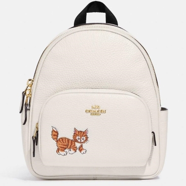 Balo nữ Coach họa tiết chú mèo Mini Court Backpack With Dancing Kitten