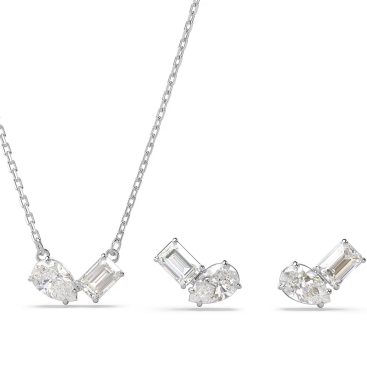 Combo dây chuyền bông tai trắng Swarovski Mesmera Rhodium Plated Mixed Cut Crystal Pendant and Earrings Set 5665829