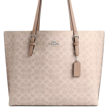 Túi xách Coach nữ Mollie Tote Bag In Signature Canvas Silver Sand CV967