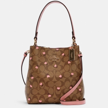 Túi đeo chéo nữ Coach Small Town Bucket Bag In Signature Canvas With Heart Floral Print