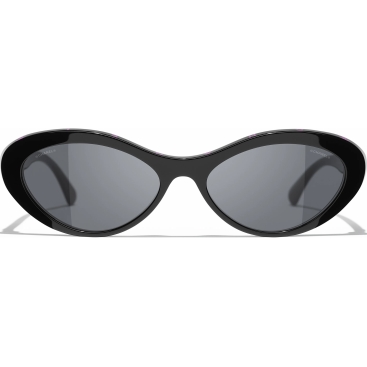 Mắt kính Chanel Oval Black Pink Acetate Sunglasses 5416