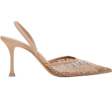 Guốc cao gót Zara Mesh Heeled Mules with Back Strap Pointed Toe Pumps
