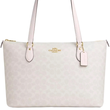 Túi xách Tote Nữ Coach Gallery Tote Bag In Signature Canvas Glacier White CW381