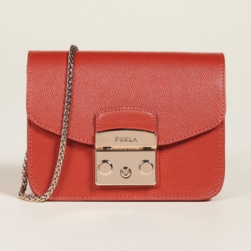 Túi xách nữ Furla Metropolis Mini Crossbody Bag màu đỏ cam size 17