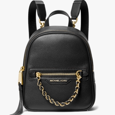 Balo da màu đen MK nữ Michael Kors Elliot Extra Small Black Leather Backpack 30F3G5EB0L001
