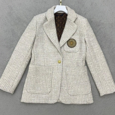 Áo khoác nữ siêu cấp Vest LV vải Tweed Autumn Winter Wool Long Sleeve Suit Jacket