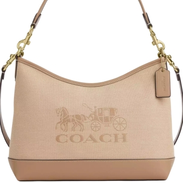 Túi xách Coach nữ Laurel Shoulder Bag With Horse And Carriage Dark Natural Multi CAK91
