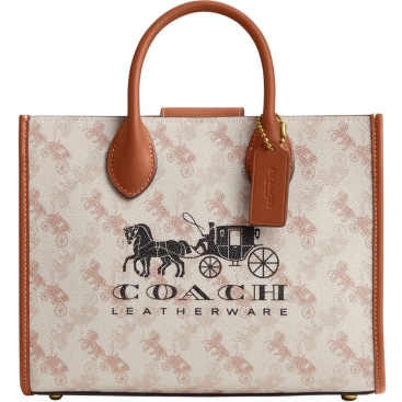 Túi xách Coach nữ Ace Tote 26 With Horse And Carriage Print Beige CR680