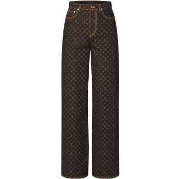 Quần ống suông LV nữ Louis Vuitton Monogram Straight-Cut Jeans Monogram Brown