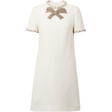 Áo đầm Valentino Embroidered Crepe Couture Short Dress Ivory