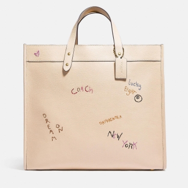 Túi đeo chéo Coach Field Tote With Embroidery In Brass