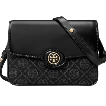 Túi đeo chéo Tory Burch Robinson T Monogram Convertible Shoulder Bag Black