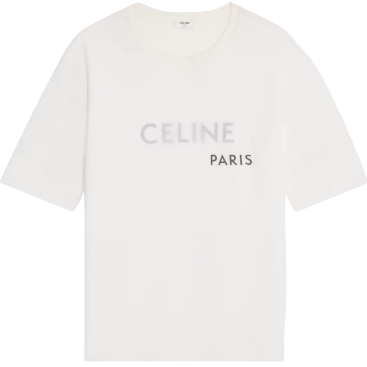Áo thun trắng Celine Double Layered T-shirt In Fine Cotton Jersey