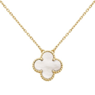 Dây Chuyền nữ thời trang cỏ 4 lá Van Cleef Arpels Vintage Alhambra Necklace Pendant In Stone White Mother-Of-Pearl VCARA45900