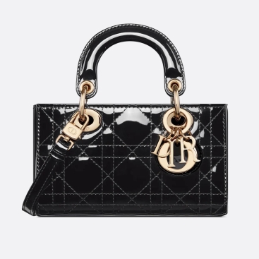 Túi đeo chéo nữ Dior Lady D-Joy Micro Bag Black Patent Cannage Calfskin 