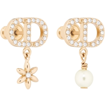 Hoa tai Dior Petit CD Daisy Earrings Pale Gold-Finish Metal White Resin Pearl