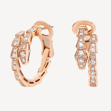 Hoa tai vàng Bvlgari Serpenti Viper Rose Gold Earrings Set With Pavé Diamonds 358361
