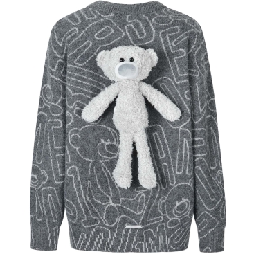 Áo gấu xám 13DE Marzo Bear Logo Sketch Jumper Grey