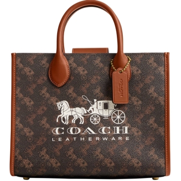 Túi xách Coach nữ Ace Tote 26 With Horse And Carriage Print Dark Brown CR680