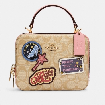 Túi đeo chéo Disney X Coach Box Crossbody In Signature Canvas With Patches
