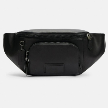 Túi bao tử nam màu đen Coach Shoulder Track Smooth Calf Leather Belt Bag