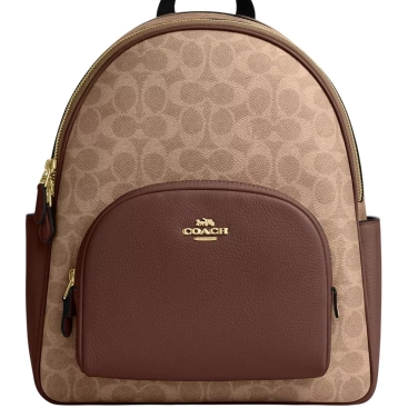 Ba lô Coach Court Backpack In Signature Canvas Tan Brown CZ176